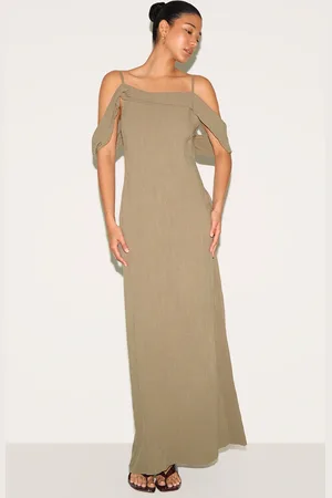 PRETTYLITTLETHING Textured Strappy Drape Detail Maxi Dress