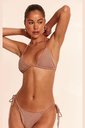 PRETTYLITTLETHING Pinstripe Triangle Bikini Top