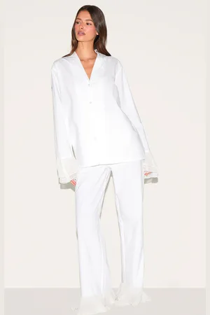 PRETTYLITTLETHING Frilled Hem Cotton Long Pj Set