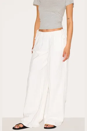 PRETTYLITTLETHING Tall Premium Linen Look Side Tie Detail Wide Leg Pants