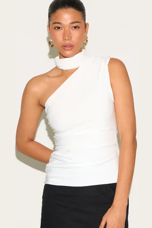 PRETTYLITTLETHING Double Layer Neck Detail Ruched Detail Long Top