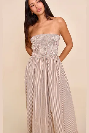 PRETTYLITTLETHING Striped Bandeau Maxi Dress