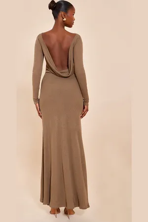 PRETTYLITTLETHING Double Layer Onion Skin Cowl Back Maxi Dress
