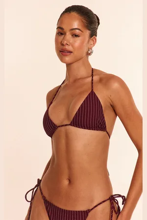 PRETTYLITTLETHING Pinstripe Triangle Bikini Top
