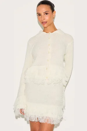 PRETTYLITTLETHING Petite Button Up Fringe Cardigan