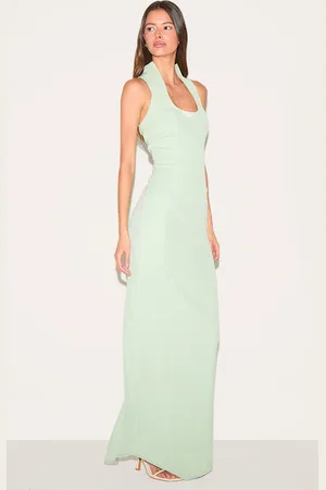 PRETTYLITTLETHING Mint Green Woven Scoop Neck Maxi Dress