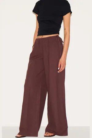 PRETTYLITTLETHING Tall Premium Linen Look Side Tie Detail Wide Leg Pants