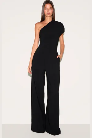 PRETTYLITTLETHING Asymmetric Ruched Wide Leg Jumpsuit
