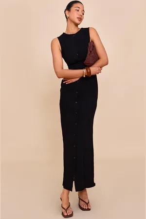 PRETTYLITTLETHING Textured Button Down Sleeveless Maxi Dress