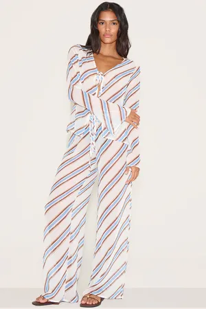 PRETTYLITTLETHING Stripe Drawstring Floaty Pants