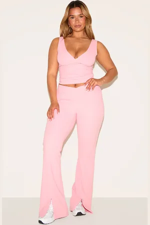 PRETTYLITTLETHING Shape Sculpt Active V Waist Split Front Flare Pants