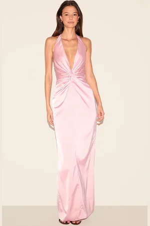 PRETTYLITTLETHING Bridesmaid Satin Twist Detail Halterneck Maxi Dress