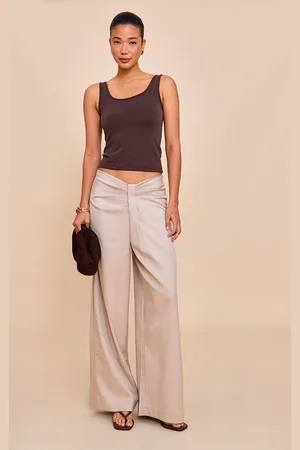 PRETTYLITTLETHING Tailored Drape Detail Dip Waist Pants