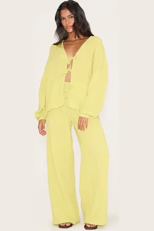 PRETTYLITTLETHING Cheesecloth Textured Wide Leg Pant