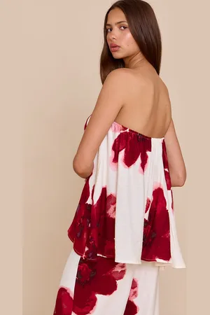 PRETTYLITTLETHING Floral Printed Floaty Bandeau Top