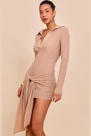 PRETTYLITTLETHING Textured Tie Detail Bodycon Dress