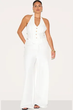 PRETTYLITTLETHING Plus Tailored Woven Wide Leg Pants