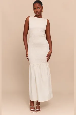 PRETTYLITTLETHING Shirred Detail Drop Waist Maxi Dress