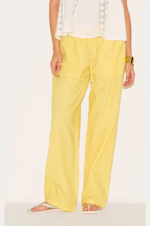 PRETTYLITTLETHING Cotton Linen Look Drawstring Waist Pants