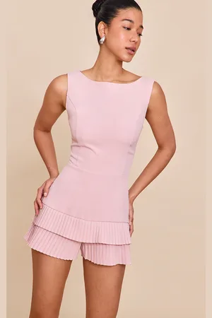 PRETTYLITTLETHING Woven Boat Neck Ruffle Detail Playsuit