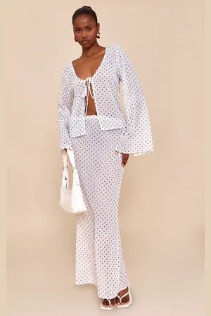 PRETTYLITTLETHING Sheer Polka Dot Tie Side Maxi Skirt