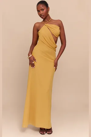 PRETTYLITTLETHING Chiffon Cut Out Draped Maxi Dress