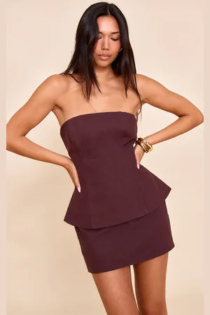 PRETTYLITTLETHING Premium Linen Longline Bandeau Top