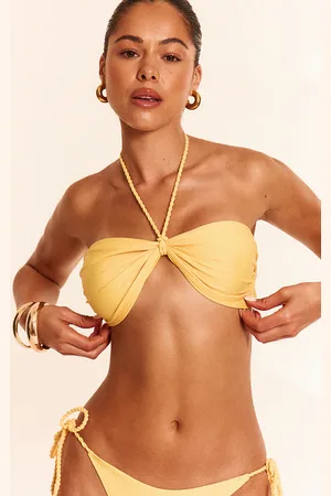 PRETTYLITTLETHING Lemon Twist Halter Strap Bandeau Bikini Top