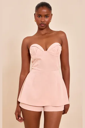 PRETTYLITTLETHING Woven Bust Cup Detail Peplum Playsuit