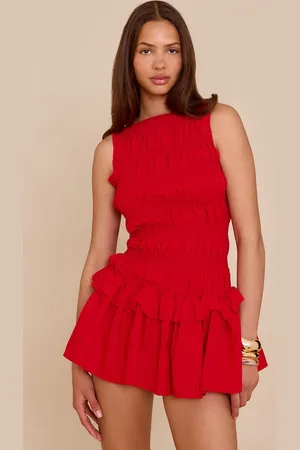 PRETTYLITTLETHING Tailored Shirred Frill Shift Dress