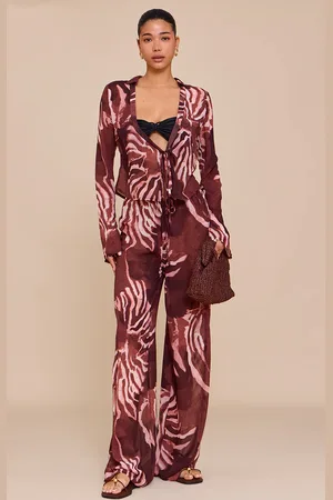 PRETTYLITTLETHING Chiffon Abstract Print Wide Leg Pants