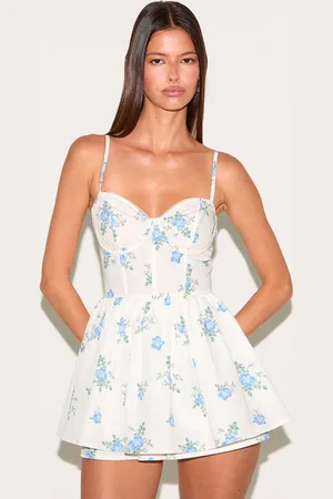 PRETTYLITTLETHING Floral Print Corset Detail Floaty Skort Playsuit