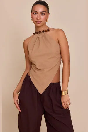 PRETTYLITTLETHING Beaded Pointed Hem Long Top