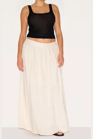 PRETTYLITTLETHING Plus Cotton Pleated Maxi Skirt