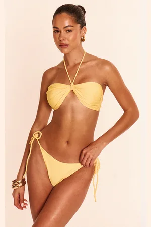 PRETTYLITTLETHING Lemon Twist Strap Tie Side Bikini Bottoms