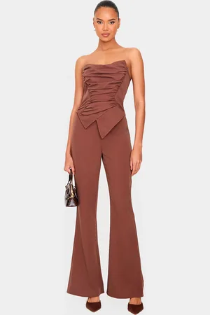 PRETTYLITTLETHING Ruched Pointed Corset Bandeau Jumpsuit