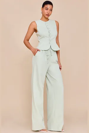 PRETTYLITTLETHING Tailored Tie Detail Woven Wide Leg Pants
