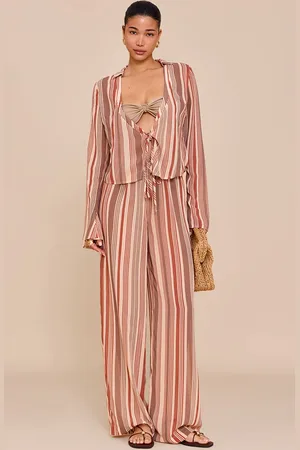 PRETTYLITTLETHING Chiffon Striped Wide Leg Pants