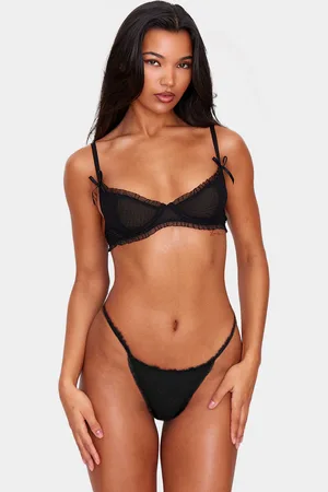 PRETTYLITTLETHING Textured Mesh Frill Edge Underwired Bra