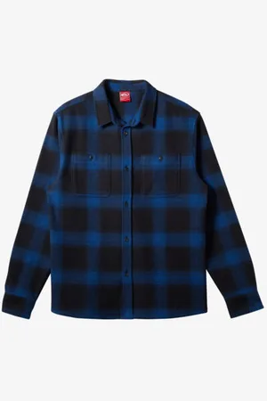 Quiksilver | Mens Saturn Shadow Plaid Long Sleeve Flannel Shirt - - Size M at Official Store
