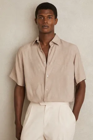 Reiss Coupe Floral-Jacquard Short-Sleeve Shirt