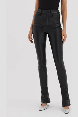 GOOD AMERICAN Faux Leather Slim Bootcut Trousers