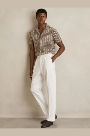 Reiss Vallata Zig-Zag Knit Cuban-Collar Shirt