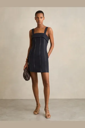 Reiss Effie Contrast-Stitch Structured Mini Dress