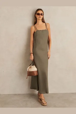 Reiss Roxanne Linen Double-Strap Slip Dress