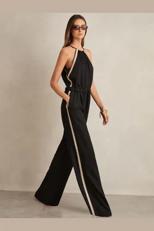 Reiss Auden Halterneck Craft Stitch Jumpsuit