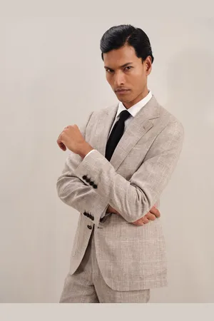 Reiss Ashton Slim-Fit Linen Single-Breasted Check Suit Blazer