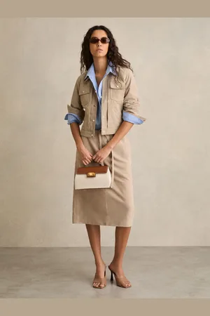 Reiss Meagan Suede Drawstring Midi Skirt