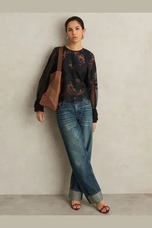 Reiss Emilia Lace Flared-Cuff Blouse