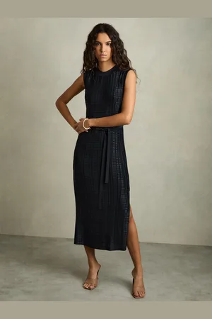 Reiss Jules Pleated Column Midi Dress